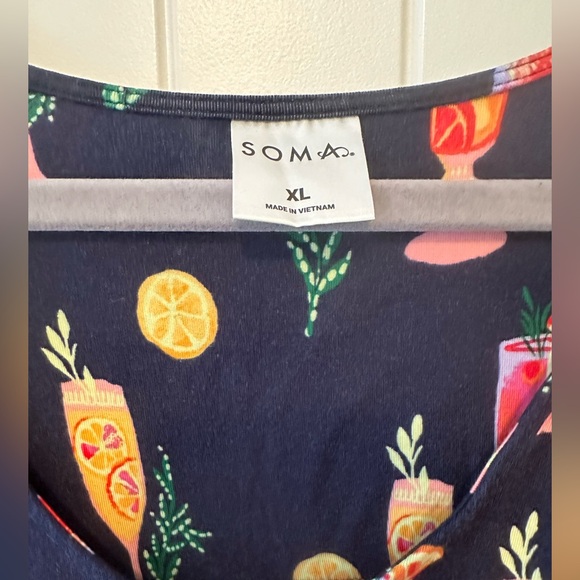 Adorable Soma Navy Cool Nights Cotton Night Dress - Picture 4 of 9